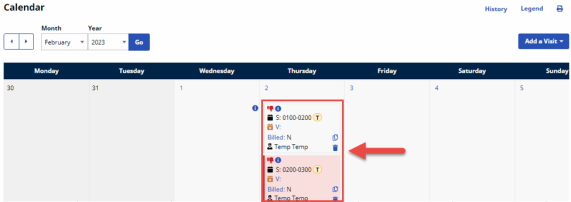 Merged Record Patient Calendar